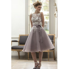 Wholesale Good Quality New Cheap white Lace And Purple Organza formal Short A Line Beach Bridesmaid Dress LB36